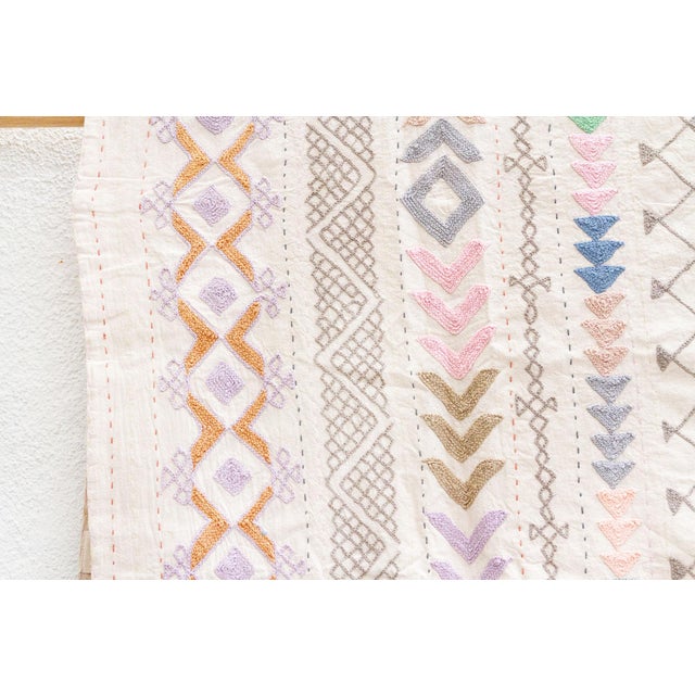 1990s Harmonious Lavender Hand-Stitched Cotton Tribal Kantha Throw For Sale - Image 5 of 10