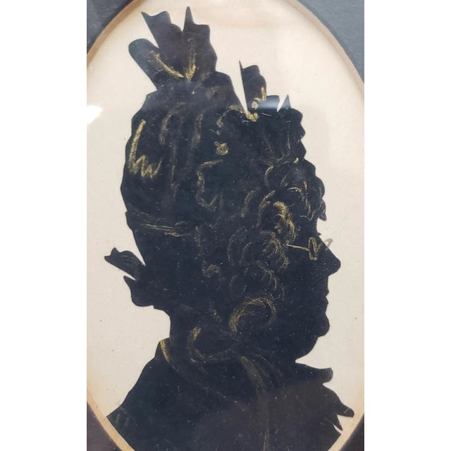 Paper Antique "Sisters" Hand Cut & Embellished Silhouettes 19th Century - a Pair For Sale - Image 7 of 11