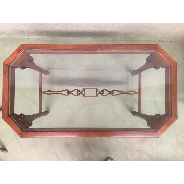 Brown 19th Century English Arts & Crafts Elm and Burl Carved Side Table, Glass Top For Sale - Image 8 of 11