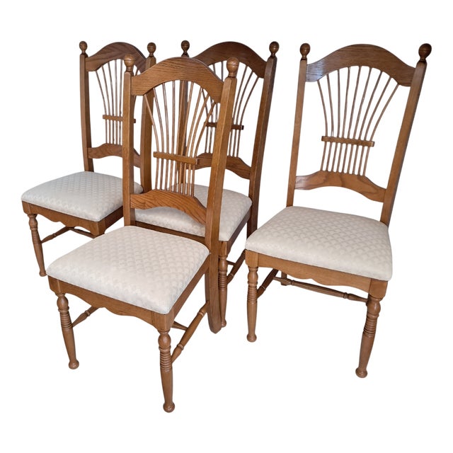 Vintage French Country Dining Chairs in Oak, 1980, Set of 4 For Sale
