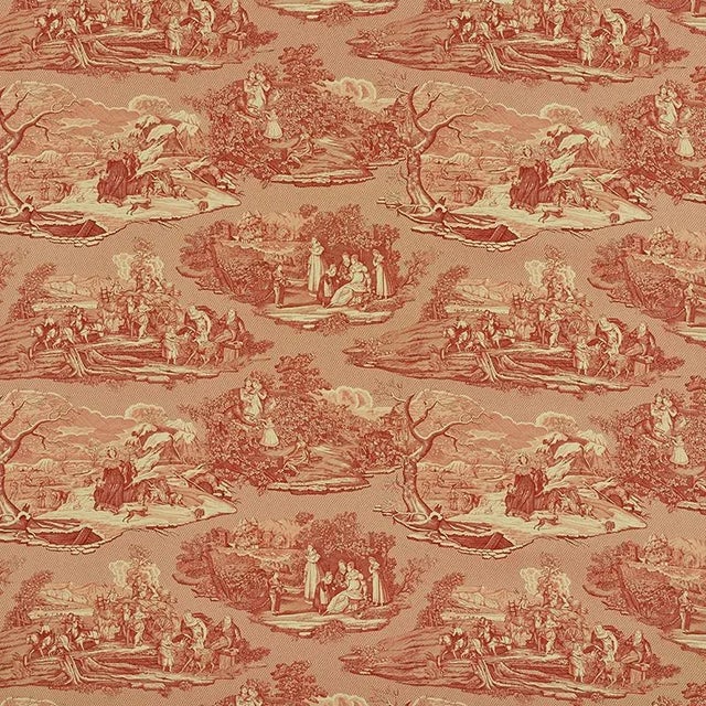 Sample- Schumacher Four Seasons Toile Fabric in Document Red For Sale