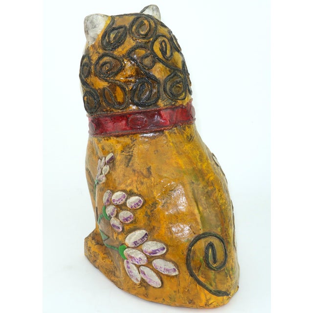 Sergio Bustamante Vintage Mexican Papier Mache Folk Art Cat Sculpture For Sale - Image 4 of 14