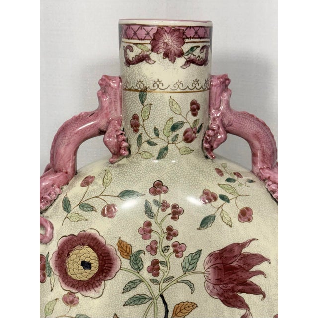 Late 20th Century Vintage Chinoiserie Porcelain Moon Flask Vase For Sale - Image 5 of 12