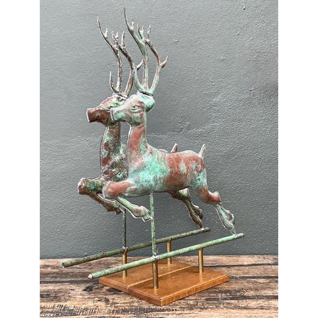 Vintage Leaping Deer Copper Weathervanes - A Pair For Sale - Image 10 of 13