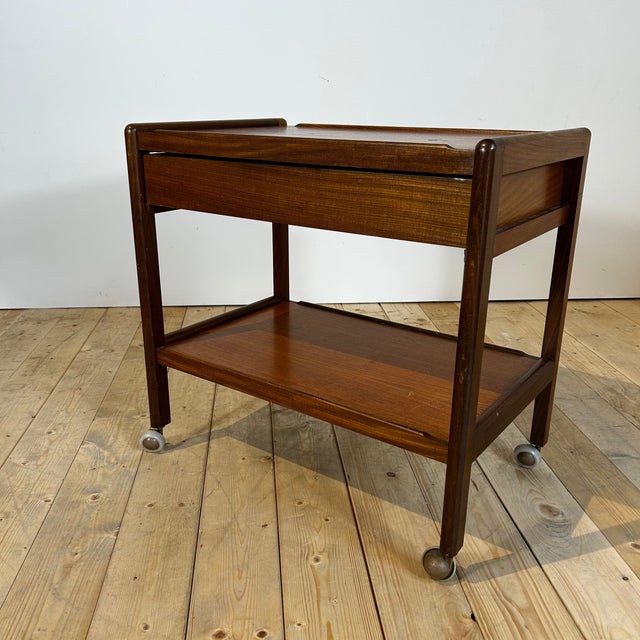 Danish Teak Bar Cart, 1960s, in Good conditions.