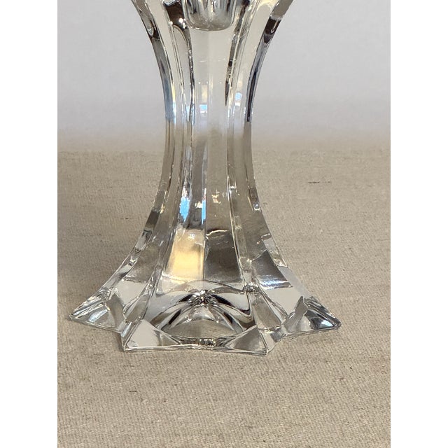 Contemporary Vintage Crystal Star Candlesticks- a Pair For Sale - Image 3 of 6