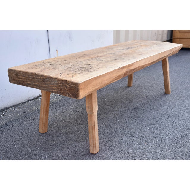 Oak Pig Bench Butcher's Block Coffee Table For Sale - Image 4 of 12