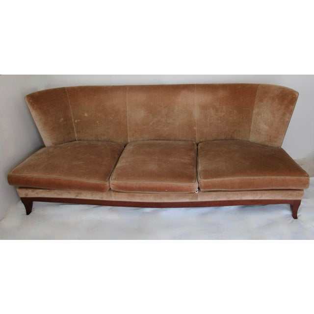 C. .2000 Donghia "Geneva," Coll. Walnut Framed Sofa in "Bravo" Donghia Textile a Cotton-Velvet For Sale In Miami - Image 6 of 18