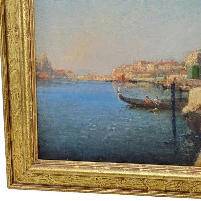 Large Antique Venice Piazza San Marco Oil Painting by Nicholas Briganti in Gilt Frame For Sale - Image 4 of 8