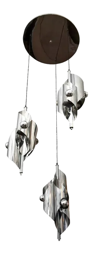 1960s French Chrome Sculptural Nine Light Pendant