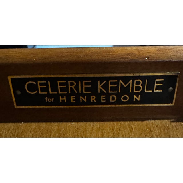 Elegant designer desk by Celerie Kemble for Henredon, featuring a sculptural black lacquer base paired with a softly...