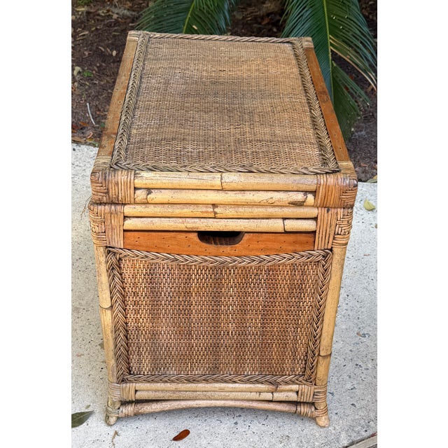 Pair Shabby Chic Rattan Trunks, Large and Small For Sale - Image 10 of 16