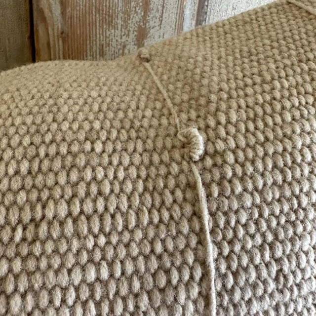 Custom Hand Made Wool Pillow With Stripes Includes Down Feather Insert For Sale - Image 4 of 6