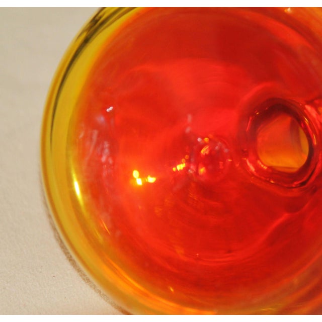 Glass Vintage Uv Reactive Blenko Tangerine Decanter / Bottle #6944 For Sale - Image 7 of 7