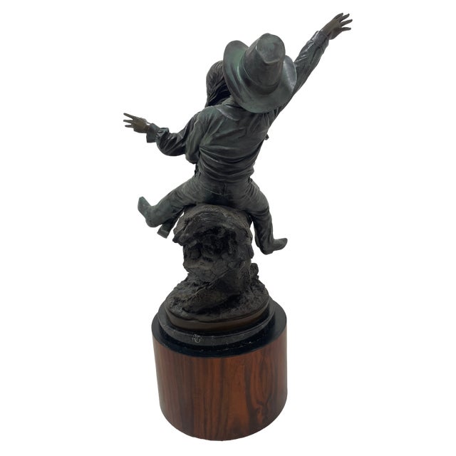 1980s Monumental Signed Bronze Figurative Sculpture of Children by J. Davidson on Marble & Rosewood Pedestal For Sale - Image 14 of 15