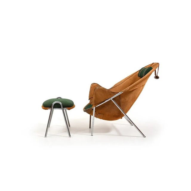 Mid-Century Modern Bo-360 Chair and Footstool by Erik Ole Jørgensen for Bovirke, 1953, Set of 2 For Sale - Image 3 of 9