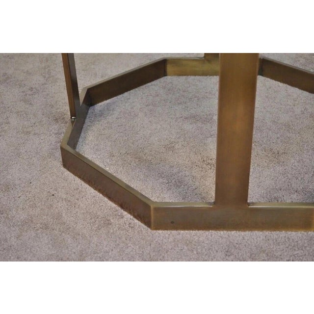 Late 20th Century Vintage Mastercraft Hollywood Regency Brass & Octagonal Glass Coffee Table For Sale - Image 5 of 11