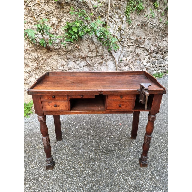 French Watchmakers Workbench with Drawers and Leather Surface, 1900s For Sale - Image 17 of 18