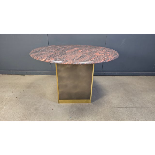 Vintage Round Granite and Brass Center Table from Belgo Chrom, 1970s For Sale - Image 13 of 18