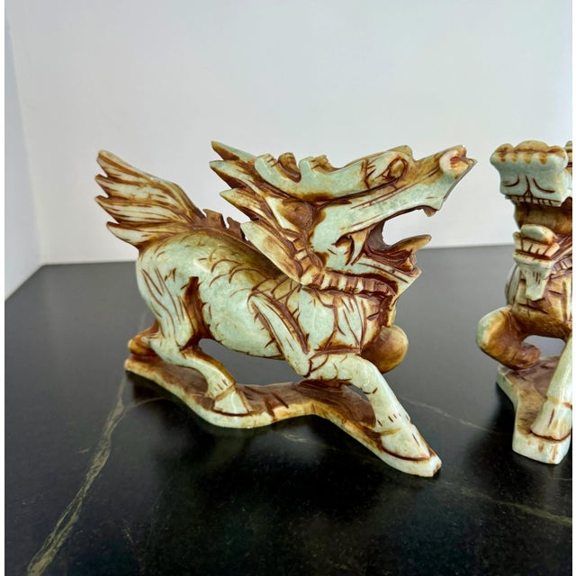 Antique Hand Carved Stone Qilin Pair For Sale - Image 12 of 12