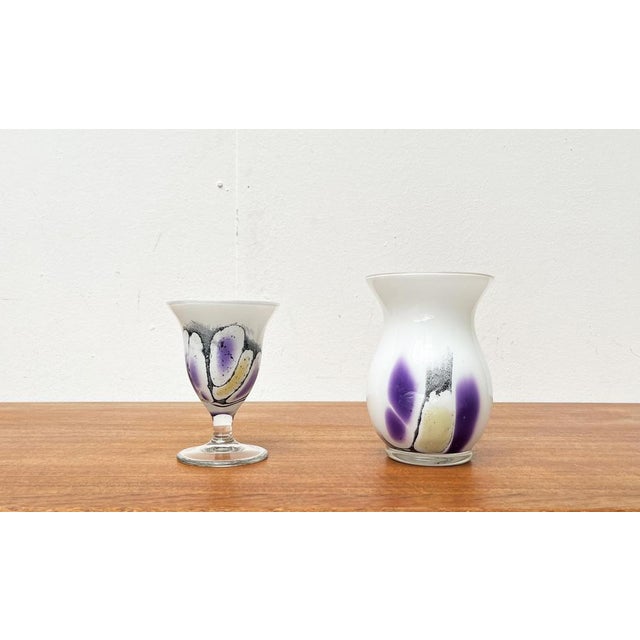 Vintage German Glass Vase and Goblet by Hans Jürgen Richartz for Richartz Art Collection, Set of 2 For Sale - Image 3 of 18