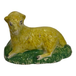 Early 19th Century Antique English Staffordshire Poetry Ewe Figurine For Sale