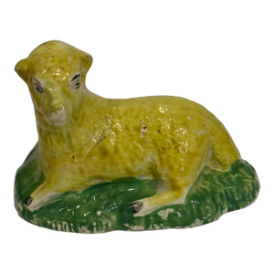 Early 19th Century Antique English Staffordshire Poetry Ewe Figurine
