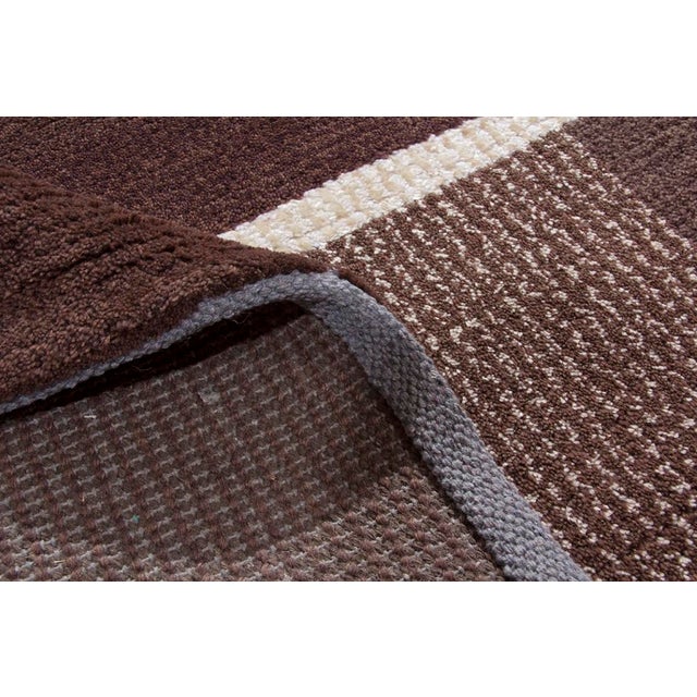 2010s Rug & Kilim’s Scandinavian Style Rug With Brown and Cream Geometric Patterns For Sale - Image 5 of 5