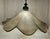Metal Vintage Ceiling Lamp with Relief Glass Shade on Oak Wood Mount and Brass Chain, 1970s For Sale - Image 7 of 9