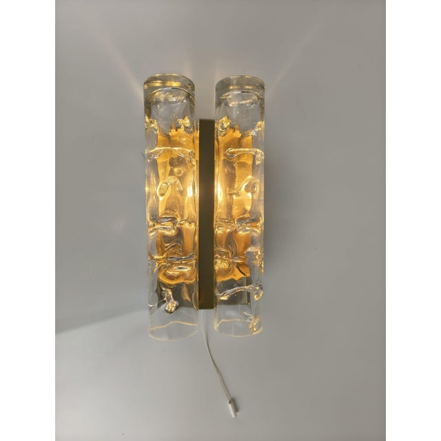Gold Ice Glass Wall Lights from Doria Leuchten, Germany, 1970s, Set of 2 For Sale - Image 8 of 18