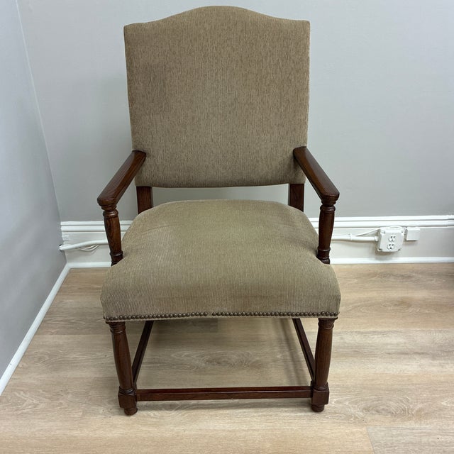 Wood Restoration Hardware Mediterranean Empire Arm Chairs Pair For Sale - Image 7 of 10