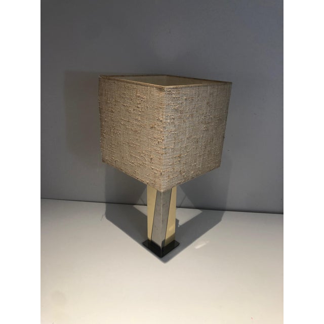 1970s Chrome and Gilt Metal Table Lamp, French Work For Sale - Image 10 of 12