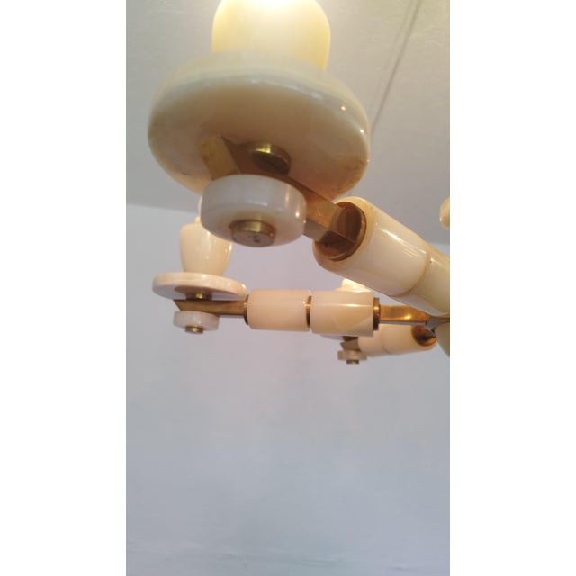 1980s Italian Onyx Brass Vintage Marble Chandelier Lighting Ceiling Fixture Light 6 Arms For Sale - Image 15 of 15