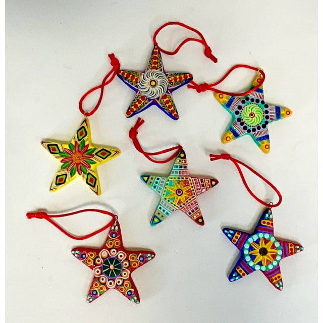Mexican 1970s Vintage Rancho Monterey Mexican Star Christmas Ornaments - Set of 6. For Sale - Image 3 of 8
