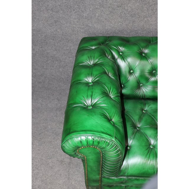 Custom Made English Emerald Green Tufted Chesterfield Sofa For Sale - Image 12 of 12
