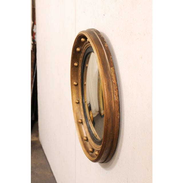 19th C. Bulls-Eye Mirror, Black & Bronze For Sale - Image 9 of 11