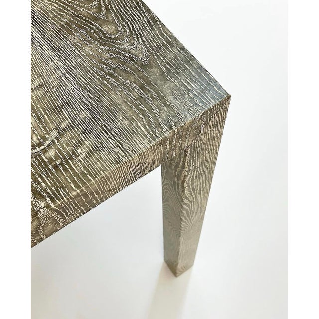 Animal Skin Vintage Custom Faux Bois Edelman Leather Parsons Dining or Writing Table For Sale - Image 7 of 9