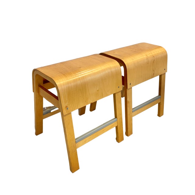 A pair of 1970s classic Swedish Mid-Century modern design stools made by IKEA. Designed by Ehlen Johansson featuring...