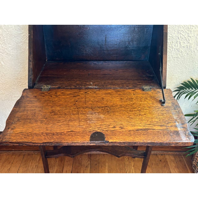 19th Century American Quartersawn Oak Writing Secretary Desk For Sale - Image 11 of 17