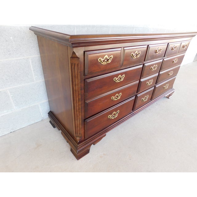 Thomasville Collector's Cherry Collection Dresser and Mirror 9 dovetailed drawers, brass hardware Good Original Condition,...