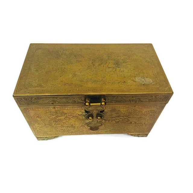 Vintage Chinese Brass Etched Keepsake Letter Box Chairish