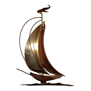 1980s Curtis Jere Style Brass & Copper Sail Ship 3D Model Figurine