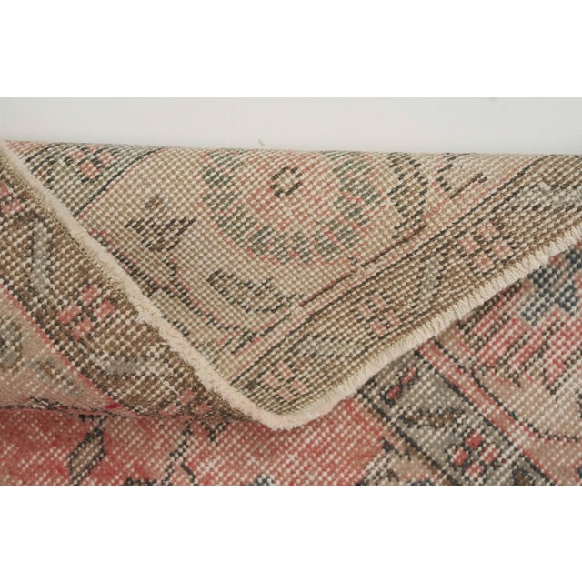1970s Vintage Turkish Handmade Wool Cotton Pink Area Rug For Sale - Image 4 of 12