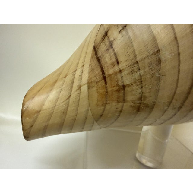 Late 20th Century Sarreid Ltd. Style Large Carved Wood Conch Shell Sculpture on Acrylic Base For Sale - Image 12 of 18