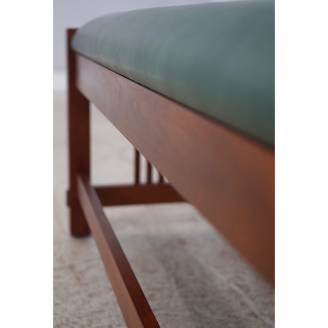 Stickley Mission Cherry Leather Bench For Sale - Image 12 of 16