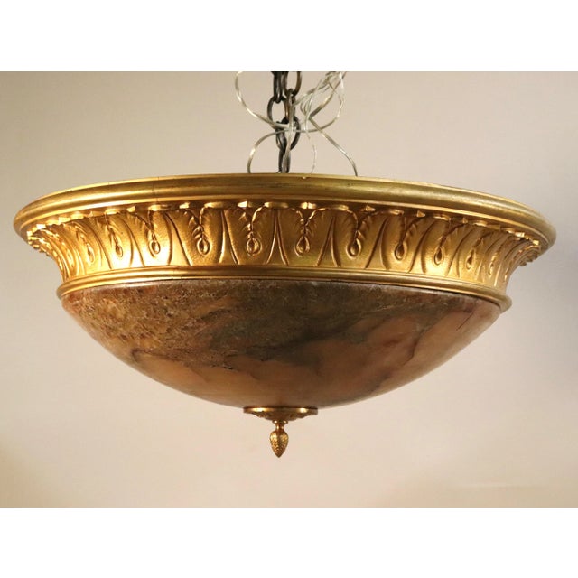 Neoclassical Early 1900s Neoclassical Bronze & Alabaster Flush Mounts - a Pair For Sale - Image 3 of 13