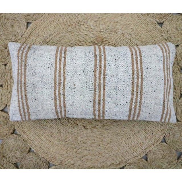 Mid-Century Modern Stripe Farmhouse Hemp Pillow Cover For Sale - Image 3 of 3
