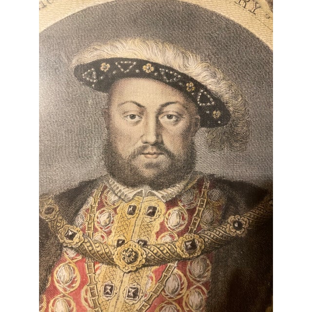 Framed Hand-Colored Print of King Henry VIII of England C.1750 For Sale - Image 4 of 5