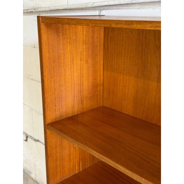 Brown Teak Bookcase Open Storage Shelving Unit Danish Mid-Century Modern 1960s For Sale - Image 8 of 10