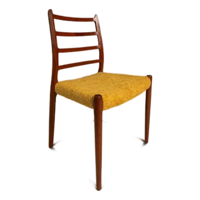 Bespoke Danish Modern Model No. 78 Ladderback Chair in Teak & Bouclé by Niels Møller for j.l. Møllers Møbelfabrik, Denmark, C. 1960's For Sale